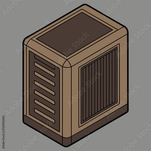 Isometric Illustration of a Vintage Air Conditioning Unit air conditioner retro