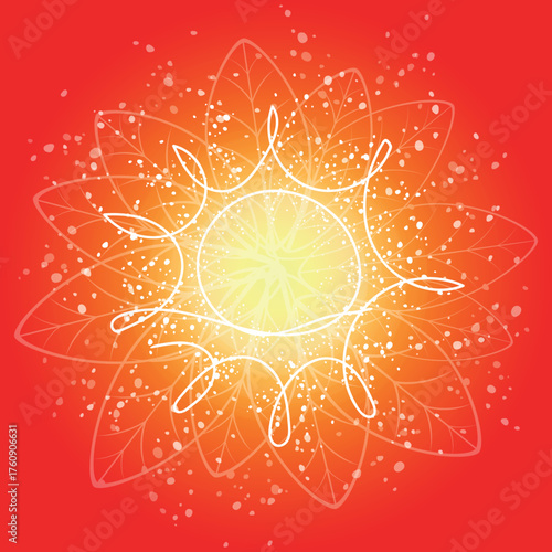 Continuous line sun art. Single line sketch sunny summer travel concept.