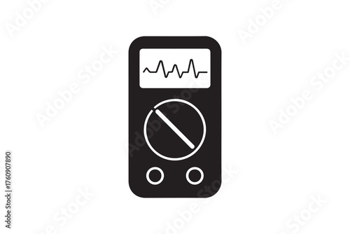 Digital Multimeter Black Silhouette Design Electronic Tester Tool Vector Graphic