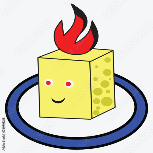 spicy white tofu logo vector illustration