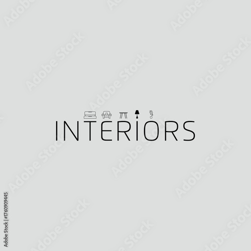 Minimalist Interiors Branding with Line Art Furniture Icons