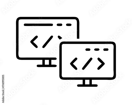 Two computer screens displaying code