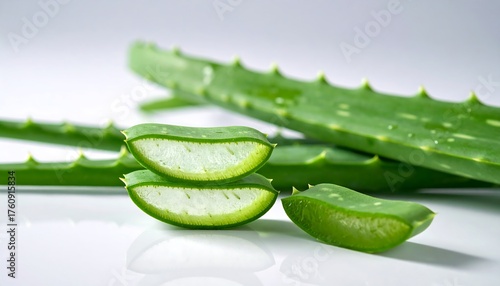 Wallpaper Mural Fresh aloe vera slices on white background Torontodigital.ca