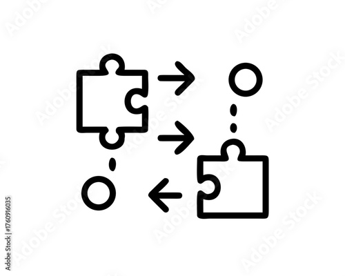 Puzzle pieces with arrows showing connection
