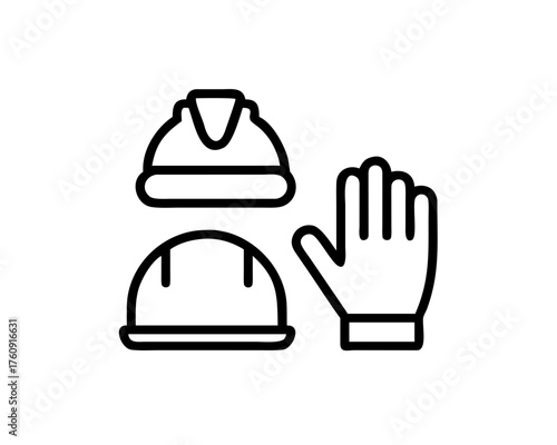 Illustration of safety helmets and glove