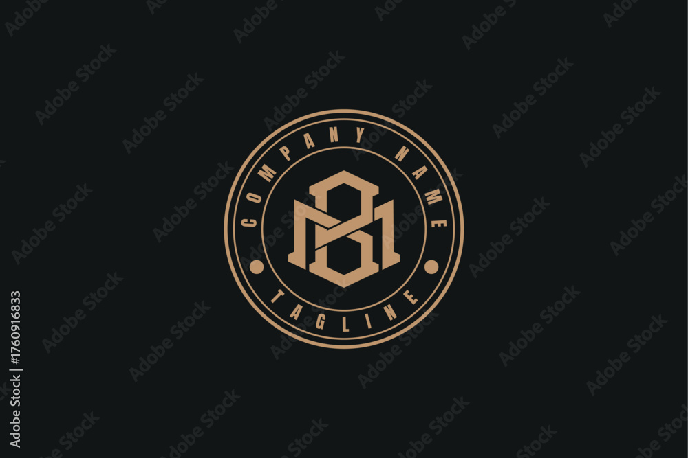 Naklejka premium mb monogram logo, Monogram collection letter mb with circle, interlock, modern style good for brand, clothing, apparel, streetwear, baseball, basketball, football, minimalist