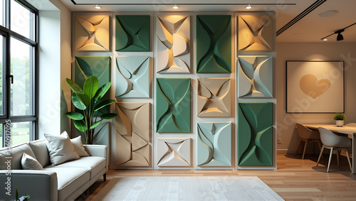 Modular Acoustic Wall Panel in Sustainable Modern Office Lounge
