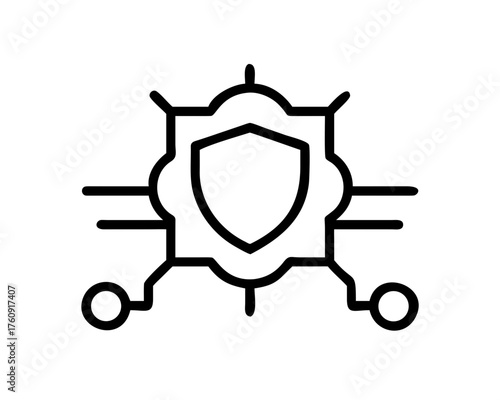 Cyber security shield with network connections