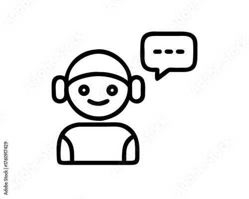 Customer service representative with speech bubble