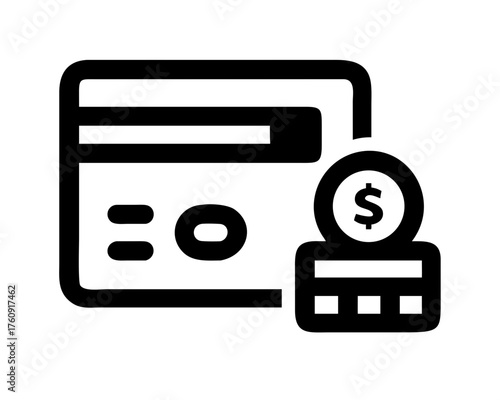 Credit card with coin stack for online payment