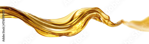 Golden liquid flowing in a dynamic, wavy stream against a black background