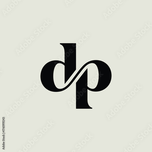 Modern typographic logo design combining 'd' and 'p' letters in a stylish and unique way
