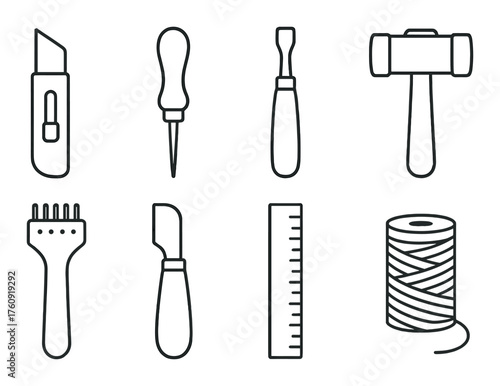 Silhouette of various tools on a dark gradient background