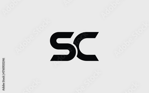 Modern minimalist sc letter mark logo design bold typography geometric shape