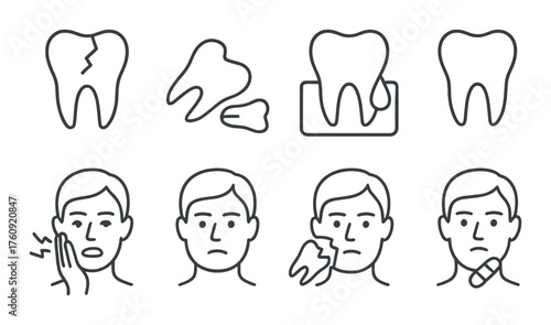Human dental health: tooth issues and pain illustration
