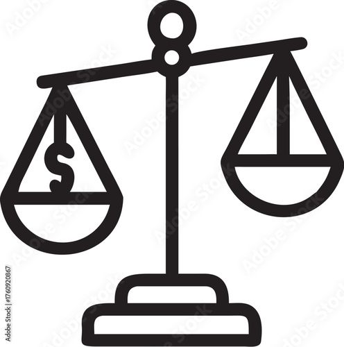 An iconic vector illustration of the scales of justice, a symbol of law, balance, and legal concept