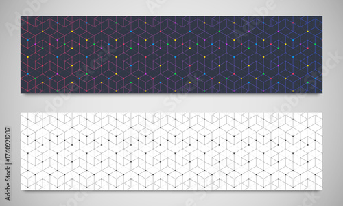 Graphic design element for web page or banner with abstract vector background with a seamless pattern of simple geometric shapes. Stylish vector texture