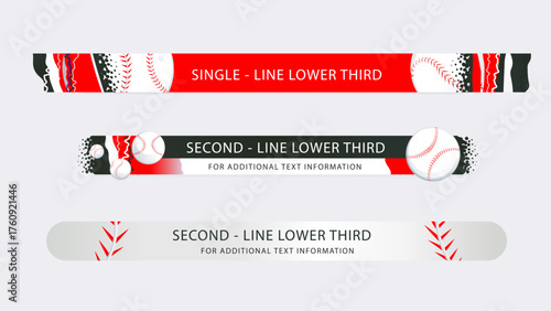 Set of lower third or sport banner design with baseball background.
