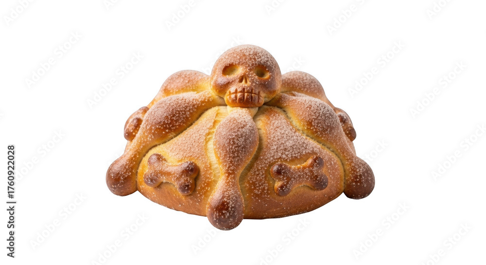 Fototapeta premium Pan de muerto, traditional mexican sweet bread isolated on transparent background
