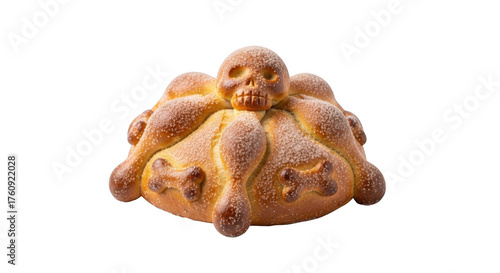 Pan de muerto, traditional mexican sweet bread isolated on transparent background