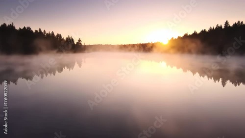 Wallpaper Mural Mesmerizing timelapse of early morning fog gracefully moving across a calm lake surface liquid, change, fog Torontodigital.ca