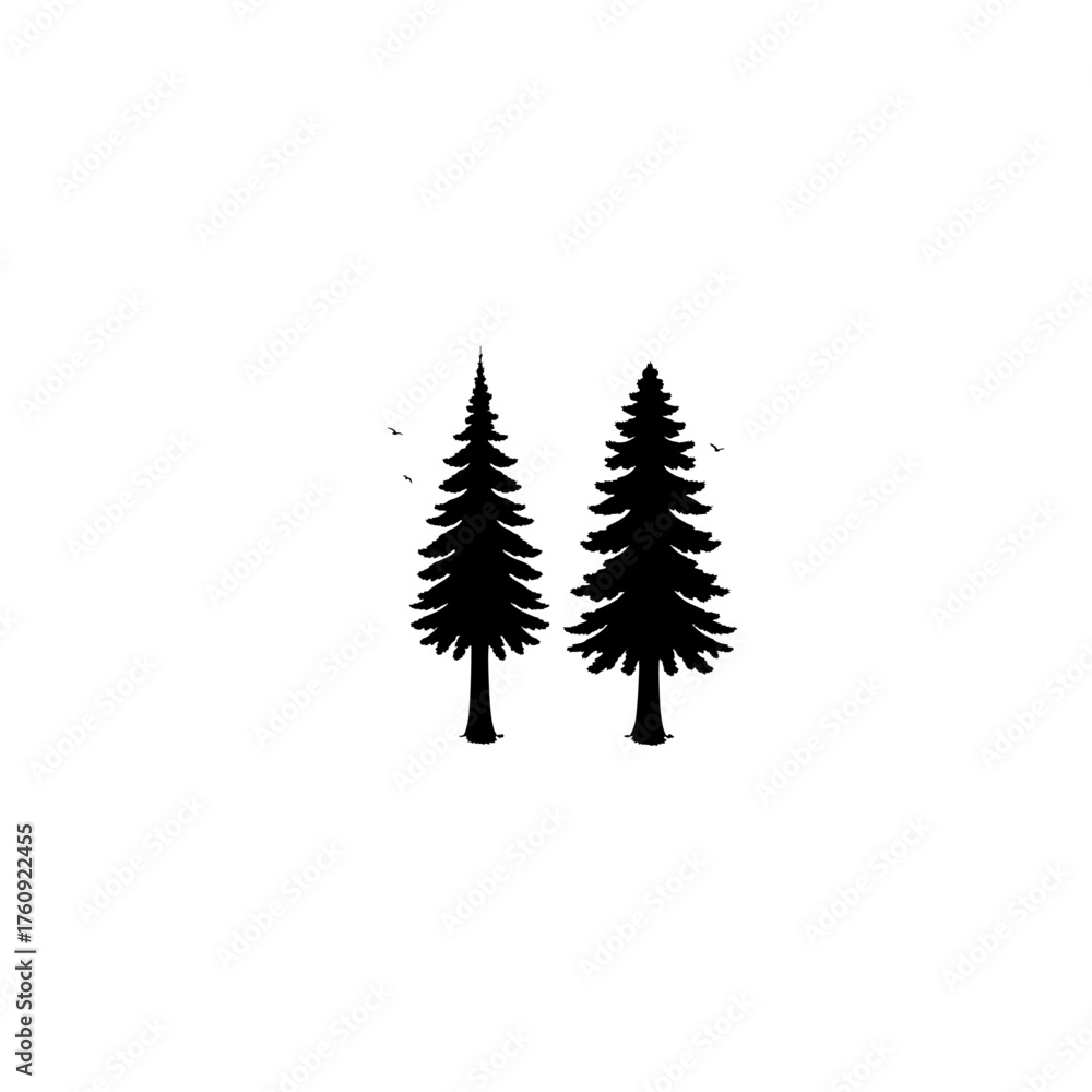 Obraz premium Christmas tree icon set. Vector illustration of pine silhouette 