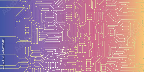 Circuit board abstract technology on gradient background vector illustration