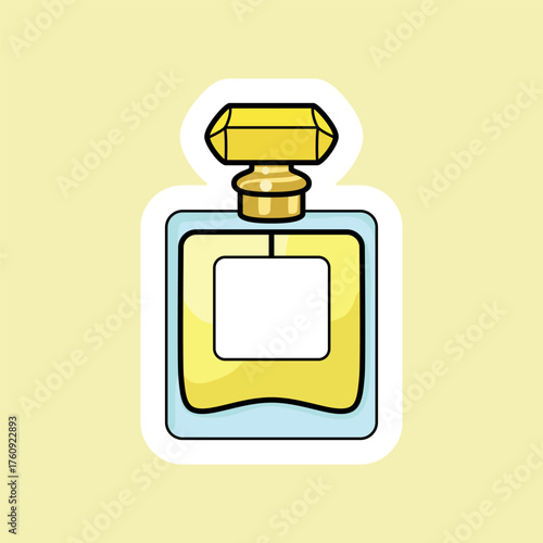 Elegant yellow perfume bottle vector clip art with a luxurious and feminine touch. Ideal for beauty, fashion, and cosmetic branding or design projects.