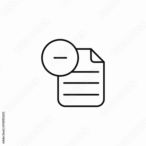 document with minus icon sign vector