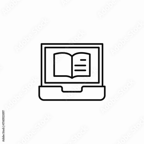 laptop open book icon sign vector