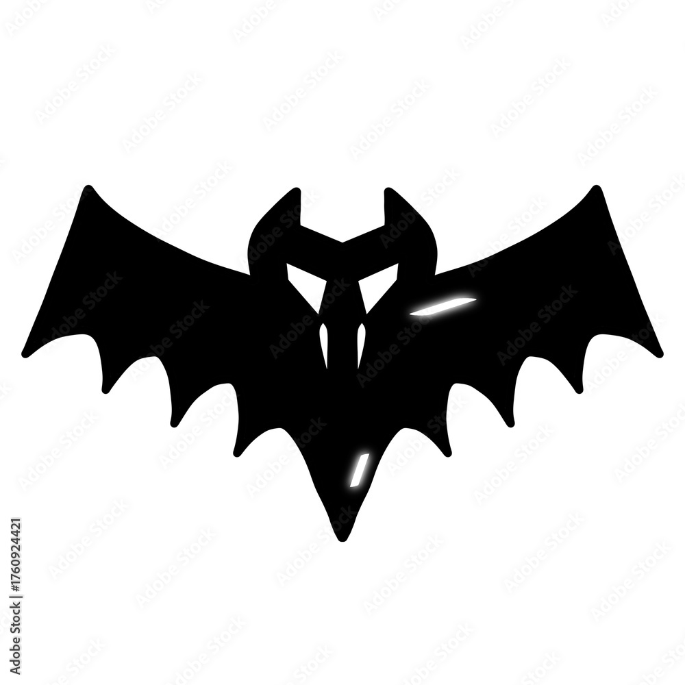 Fototapeta premium Black bat silhouette for Halloween theme Black bat silhouette design for Halloween, ideal for posters, backgrounds, and spooky decorations.