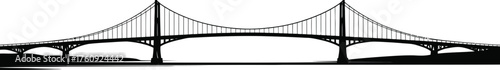 Confederation Bridge is one of the most famous bridges in Canada, black and white, white background, vector Silhouette 