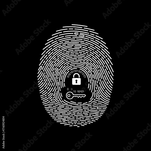 Fingerprint icon representing the digital pathway to secure data access, identity verification, and cybersecurity concepts