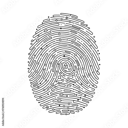 Fingerprint Security Icon Digital Identity Verification and Data Protection Concept - Fingerprint Icon