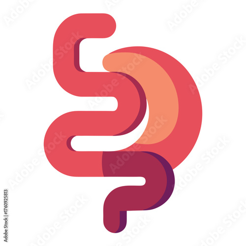 Vector illustration of human intestine organ icon, modern minimal design, clean medical symbol representing digestive system