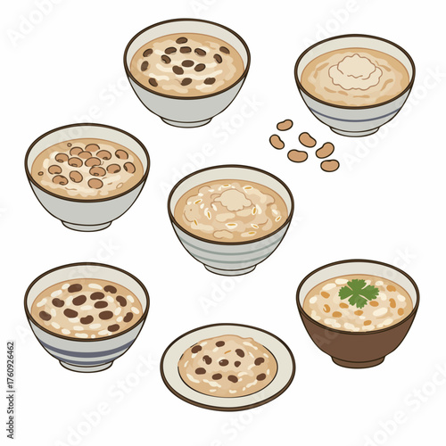 Isometric Detailed Cereal Bowl Collection Set Various Toppings Breakfast Meal