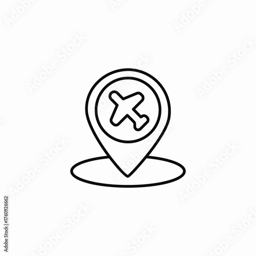 airplane destination pin icon sign vector