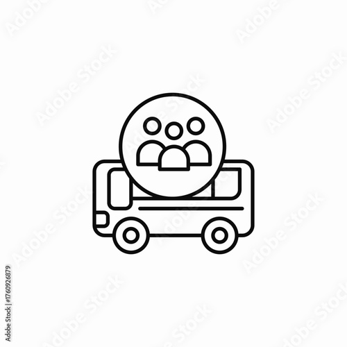 bus with tour group icon sign vector