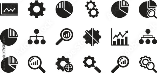 Business Data Analysis And Statistics Set of Icons Vector Illustration