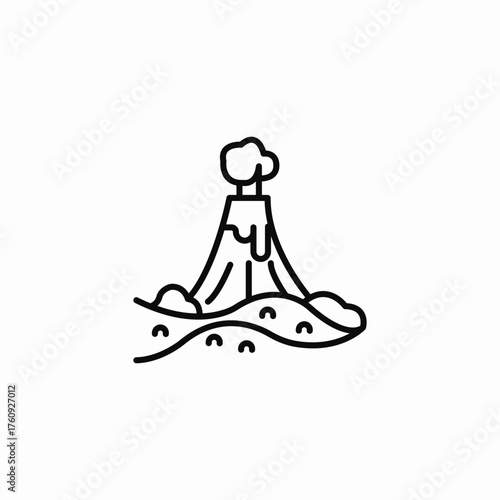 erupting volcano landscape icon sign vector