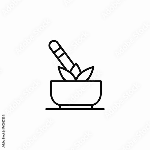herbs mortar pestle icon sign vector