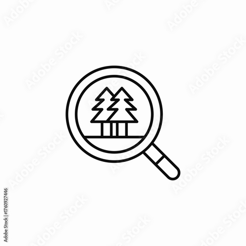 magnifying glass searching trees icon sign vector