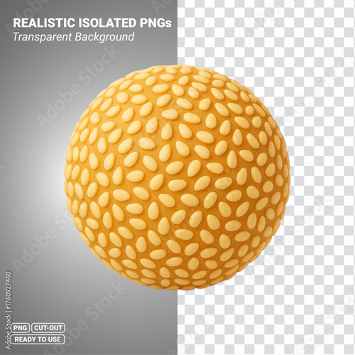 Crisp Sesame Seed Ball Jian Dui Golden Fried Dessert Transparent PNG file ready to be used.