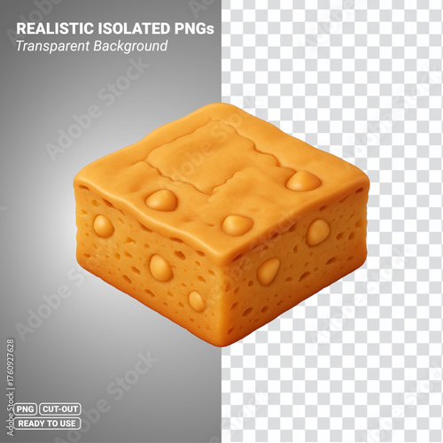 Butterscotch Blondie Square studded with Caramel Chips Transparent PNG file ready to be used.