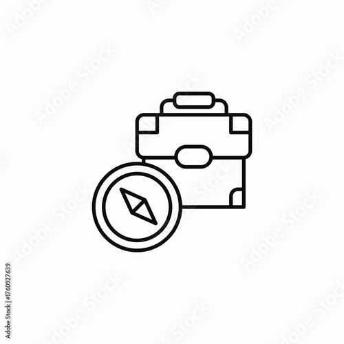 navigation briefcase and compass icon sign vector