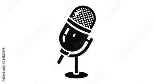 Vactor illustration of illustration of a vintage microphone in black color
