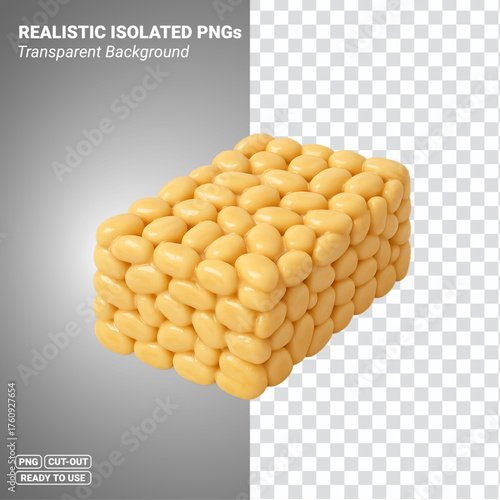 Sweet Corn Kernel Brick Rectangular Maize Cluster Transparent PNG file ready to be used.