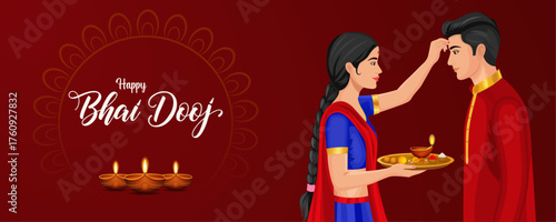 Bhai Dooj. ritual with diya trio. Bhai Dooj Banner. And. Bhai Dooj Sale.