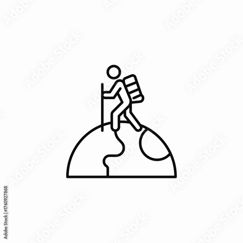person climbing mountain icon sign vector