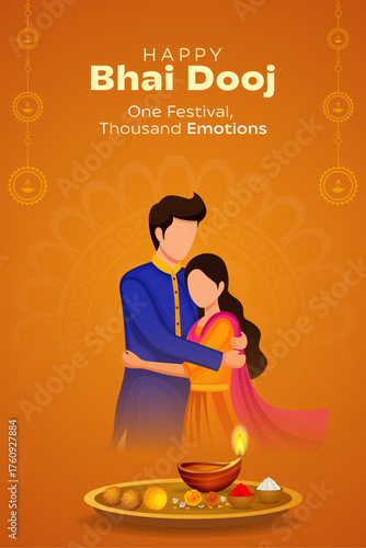 Bhai Dooj. Embrace with thali. Bhai Dooj Sale.